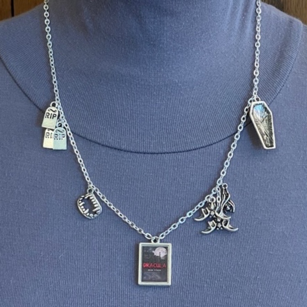 Dracula by Bram Stoker Handmade Gothic Literature Necklace, Book Cover, Vampire